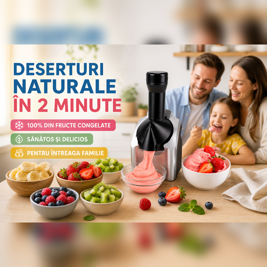 Aparat pentru inghetata din Fructe Congelate, Preparare în 2 Minute, 12W