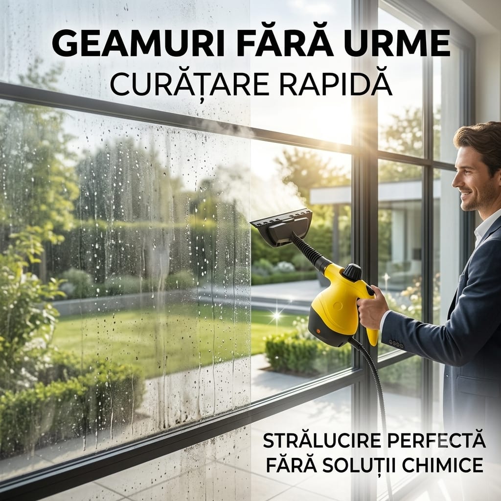 Aparat de curățat cu aburi – 1000W, 125°C, 250 ml, 5 m cablu, accesorii incluse