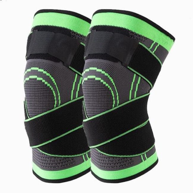 Genunchiera elastica ajustabila cu bretele elastice, bandaj pentru genunchi cu compresie