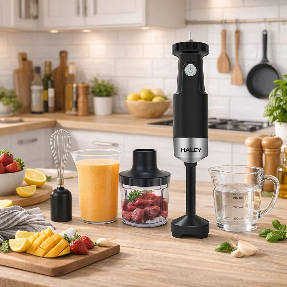 Blender vertical HALEY HY-1132, 1200W, set 4 în 1, cu tocător, tel și pahar gradat