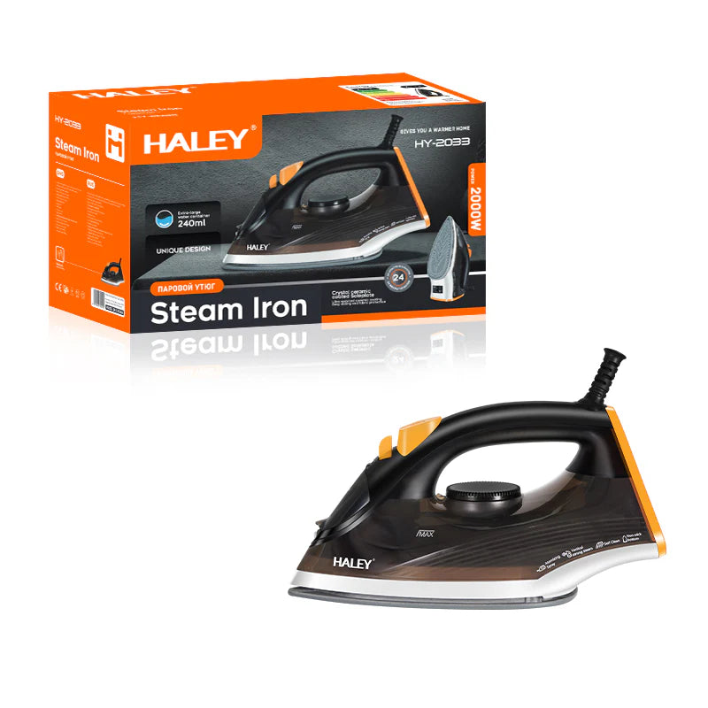 Fier de călcat cu abur HALEY HY-2033, 2000W, talpă antiaderentă, rezervor 240 ml, abur vertical, anti-picurare