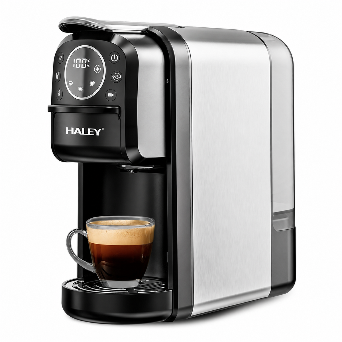 Espressor cu capsule HALEY HY-2833, sistem 4 în 1, 20 bari, 1400W, rezervor 700 ml, control tactil