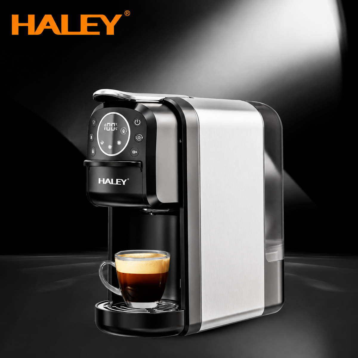 Espressor cu capsule HALEY HY-2833, sistem 4 în 1, 20 bari, 1400W, rezervor 700 ml, control tactil