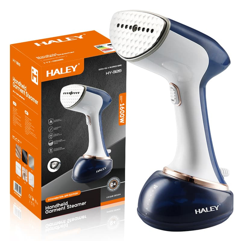 Fier de călcat cu abur HALEY HY-326, 1600W, rezervor 350 ml, încălzire în 15 secunde, abur vertical, albastru/alb