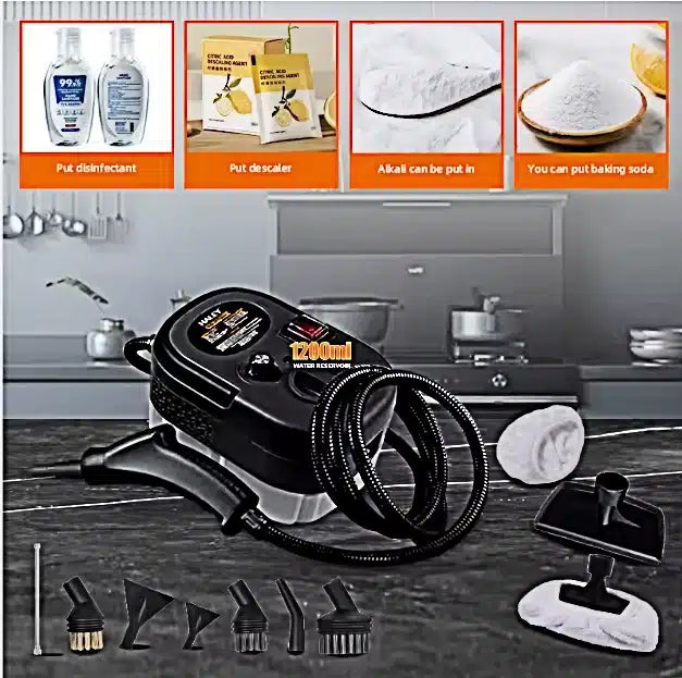 Aparat de Curățat cu Aburi HALEY HY-3932, 3500 W, Rezervor 1,2 L, 6 Trepte de Abur, Furtun 2 m