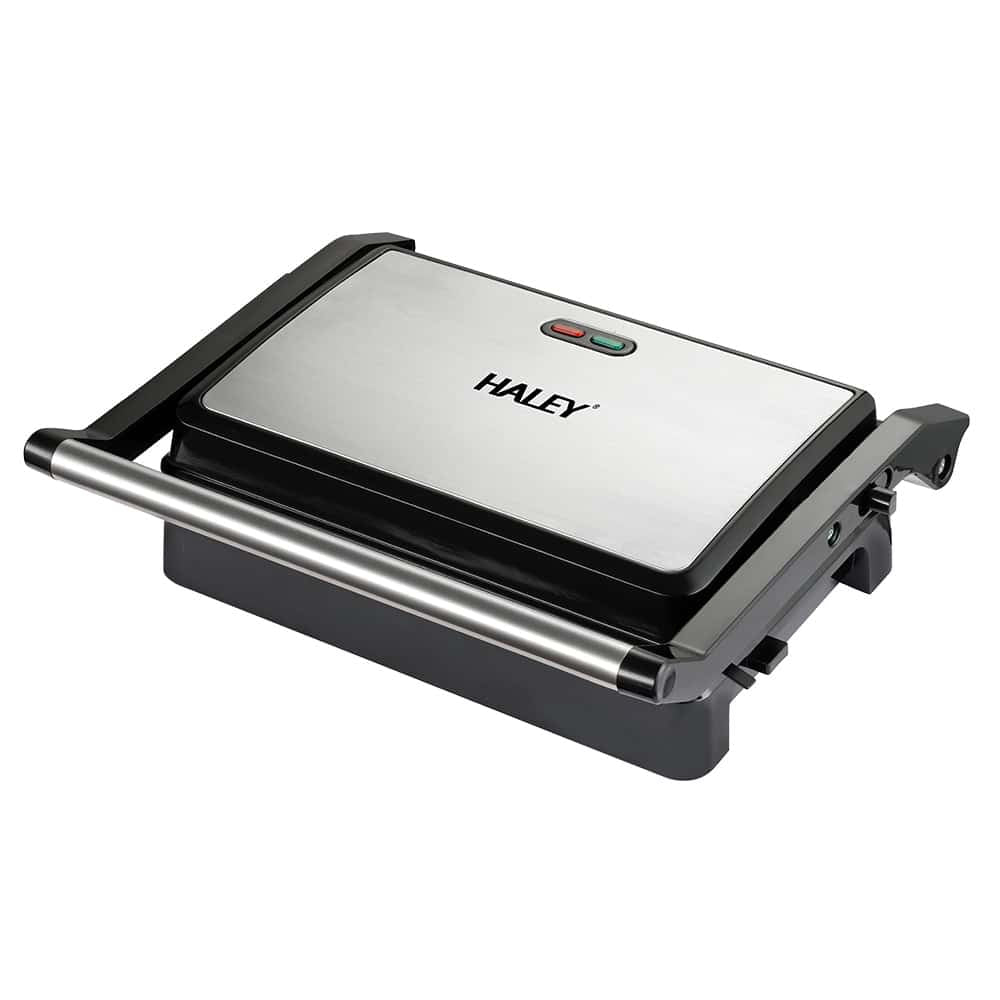 Grill Electric HALEY HY-8608, 2000 W, Carcasă Full Inox, Tuburi de Încălzire Curbe, Tavă Integrată, Argintiu/Negru