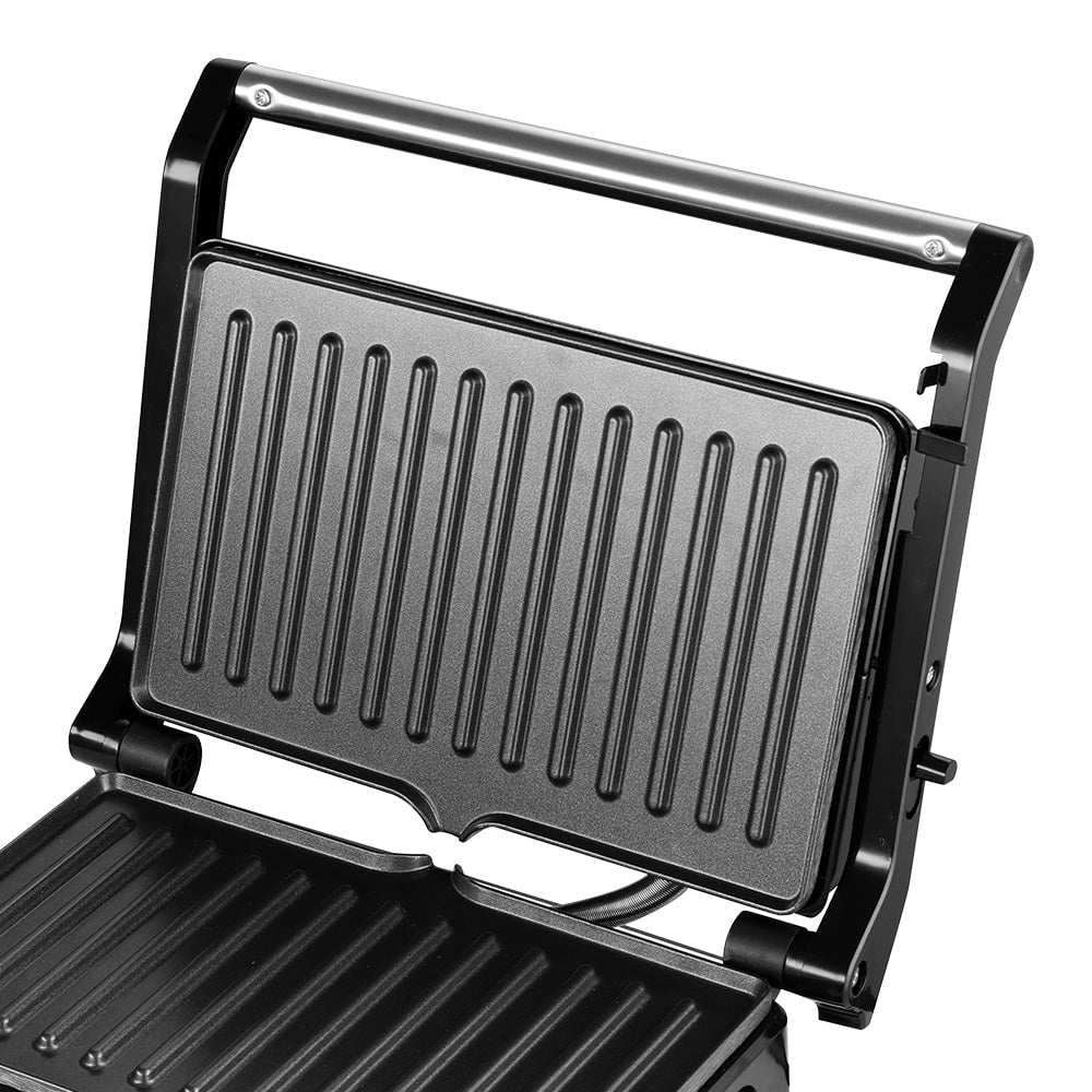Grill Electric HALEY HY-8608, 2000 W, Carcasă Full Inox, Tuburi de Încălzire Curbe, Tavă Integrată, Argintiu/Negru