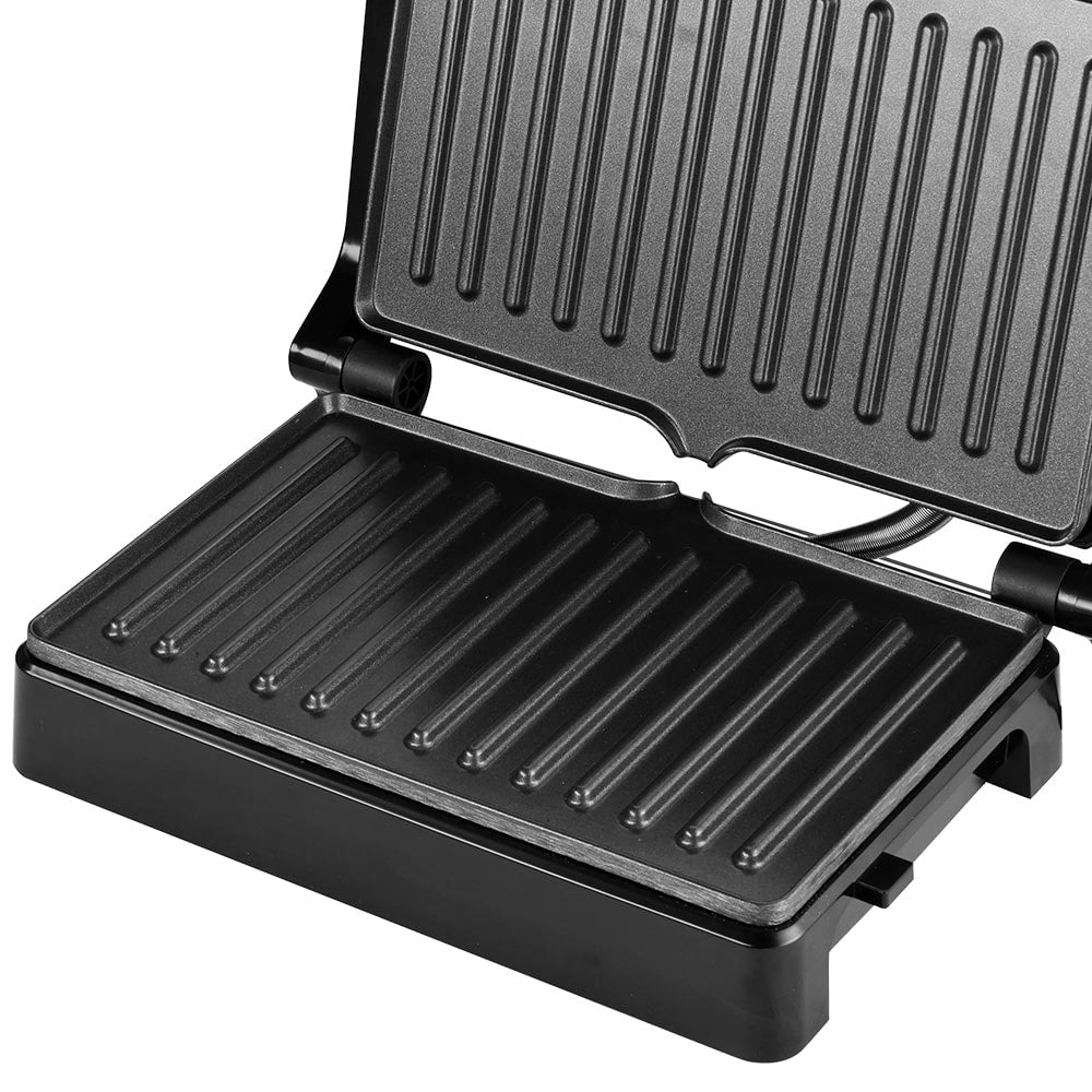 Grill Electric HALEY HY-8608, 2000 W, Carcasă Full Inox, Tuburi de Încălzire Curbe, Tavă Integrată, Argintiu/Negru