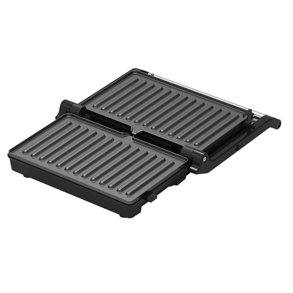 Grill Electric HALEY HY-8608, 2000 W, Carcasă Full Inox, Tuburi de Încălzire Curbe, Tavă Integrată, Argintiu/Negru