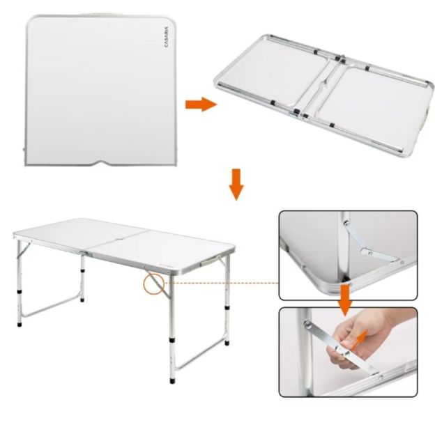Set masa pliabila pentru camping cu 4 scaune, din aluminiu, Visiniu, 120 x 60 cm