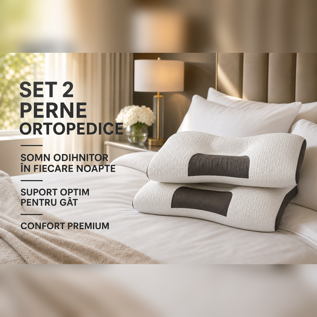 Set 2 Perne Ortopedice Cervicale cu Fibra de Soia, 48 x 74 cm