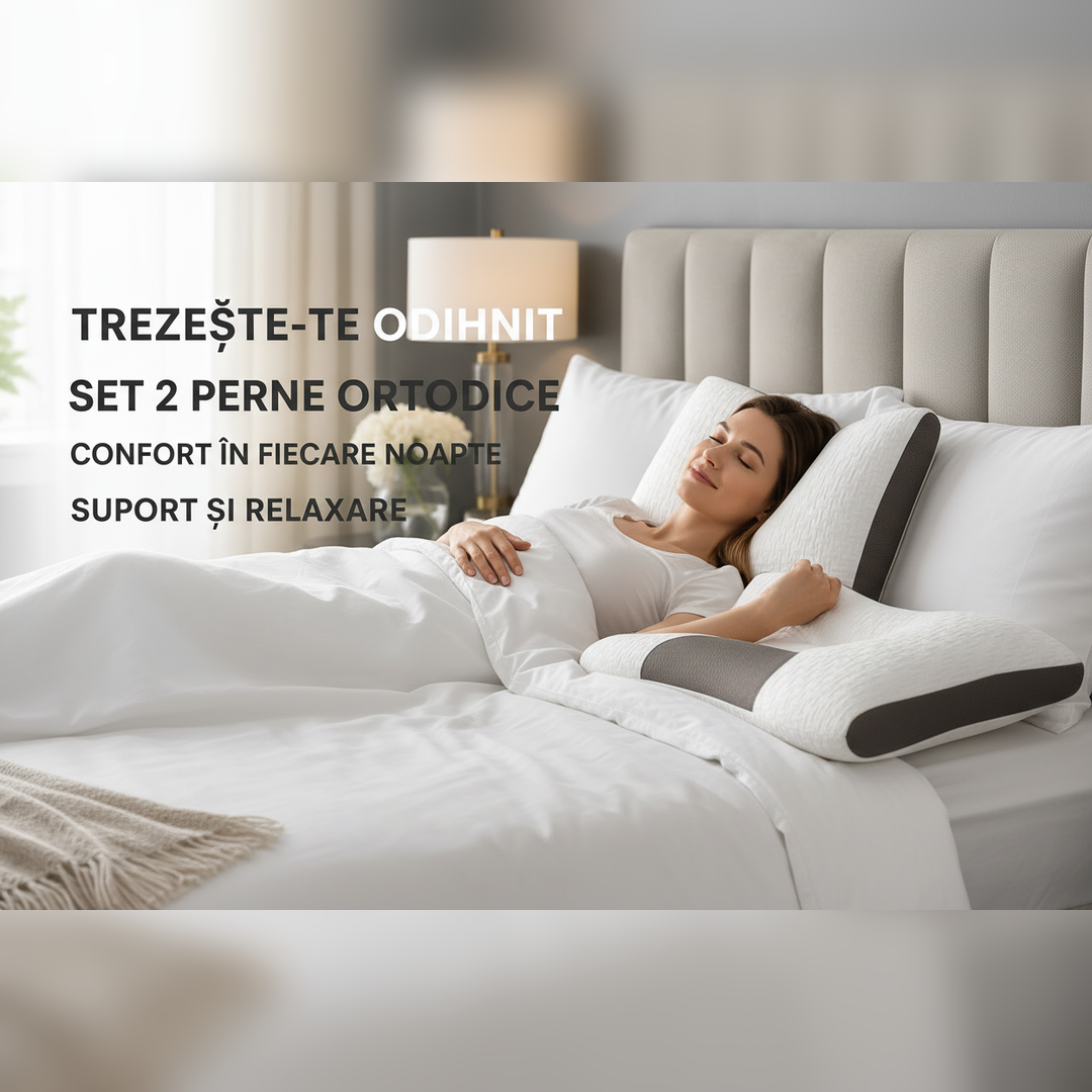 Set 2 Perne Ortopedice Cervicale cu Fibra de Soia, 48 x 74 cm
