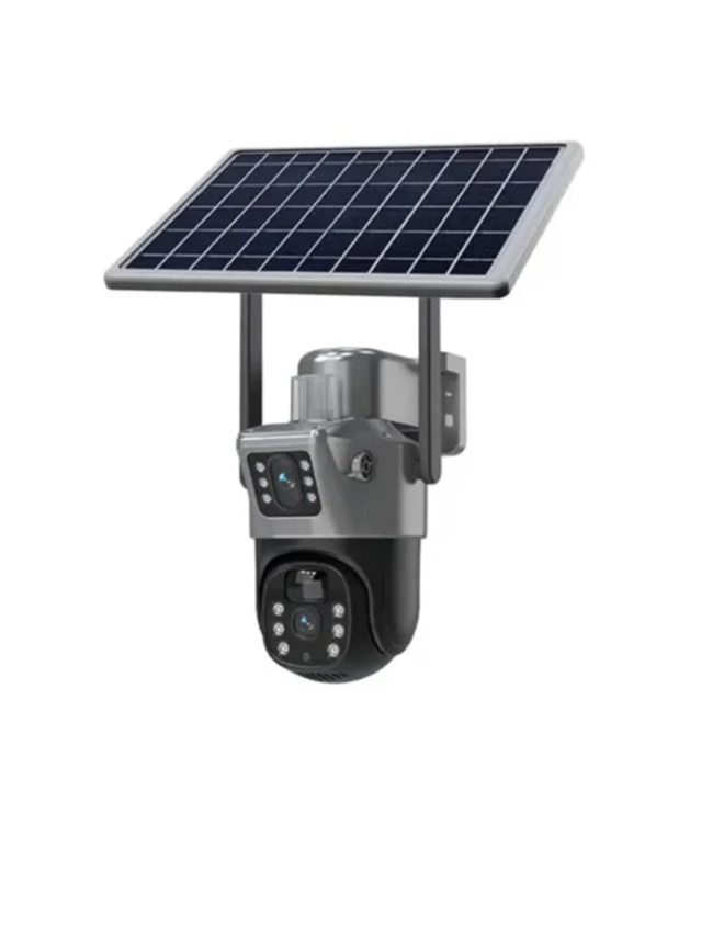 Camera de supraveghere cu panou solar, dubla,  Wi-fi, 3Mp+3Mp,  Lentila Dubla, Zoom 10X, Rotire 360°, Detectare Miscare si Vedere Nocturna