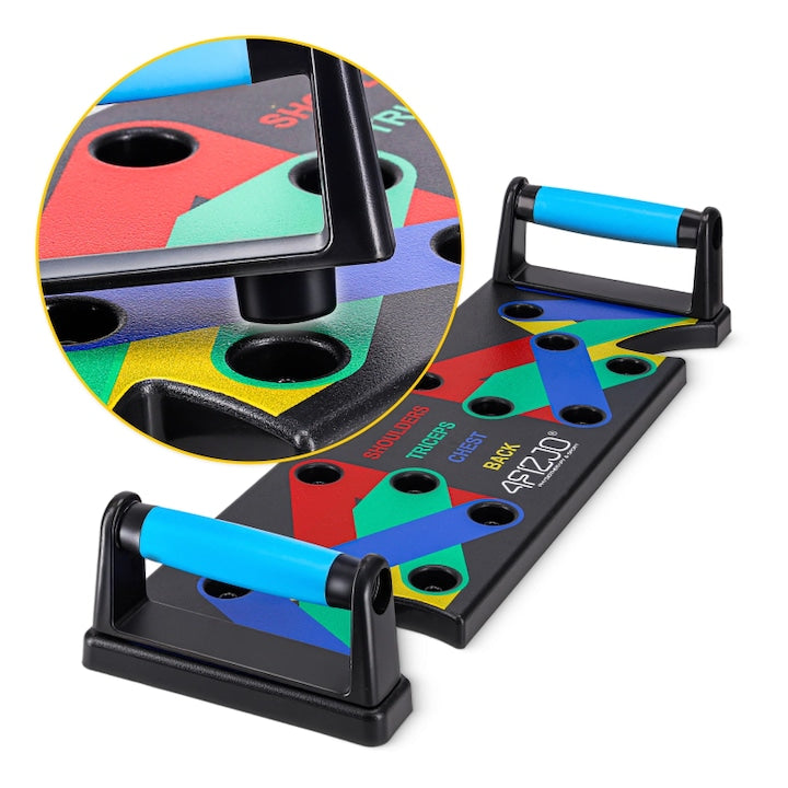 Placă Multifuncțională pentru Flotări, 60 x 18 cm, cu 2 Mânere Antiderapante, Antrenament Piept, Triceps, Umeri și Spate, Multicolor