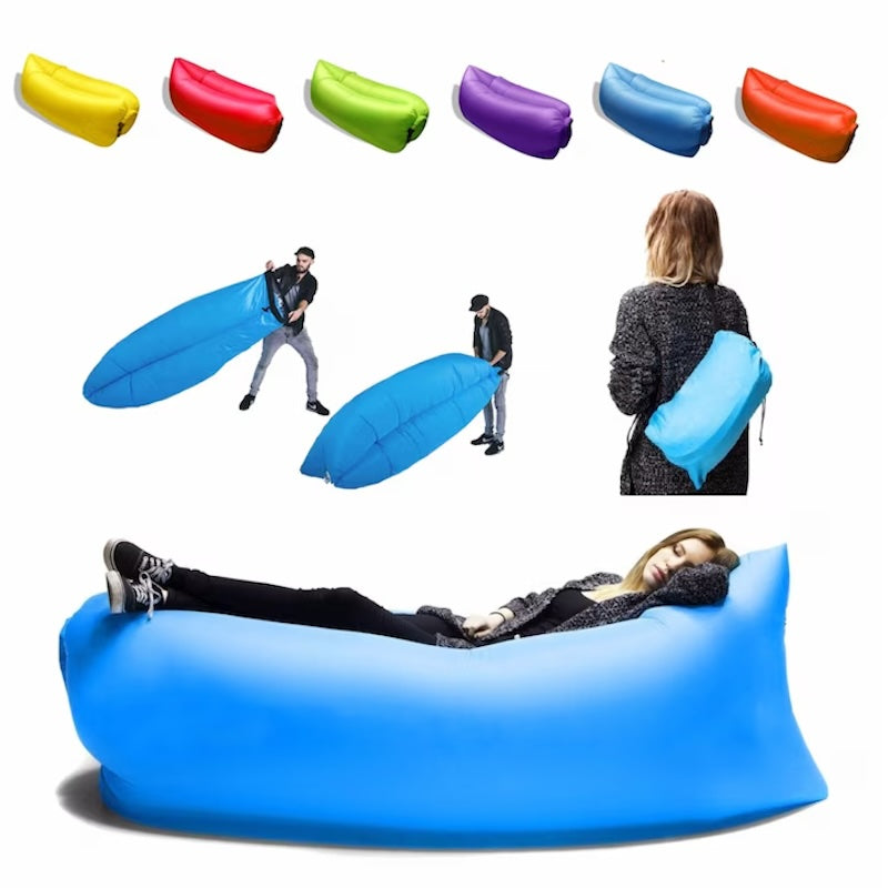 Saltea Gonflabila tip Sezlong Lazy Bag pentru Plaja sau Piscina, Umflare Rapida fara Pompa