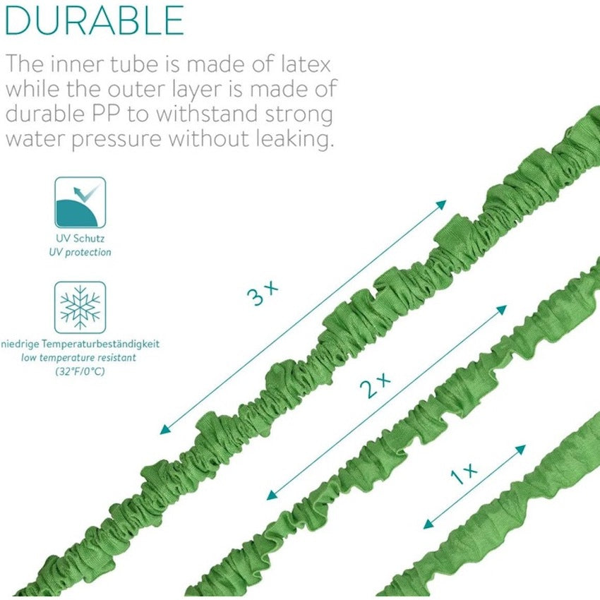 Furtun de gradina, Latex/PP, Extensibil, Verde