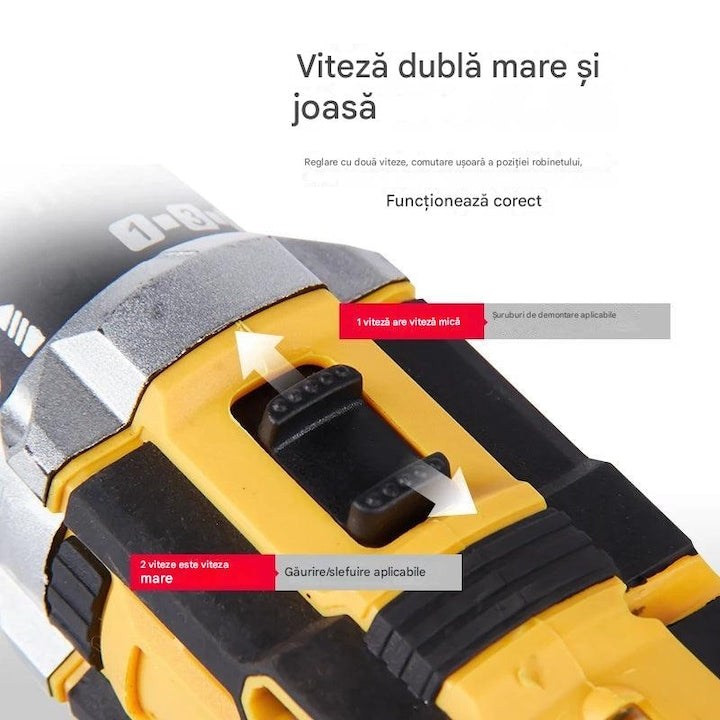 Autofiletantă Profesională 36V cu Percuție, 2 Acumulatori, 30 Accesorii, Putere 500W