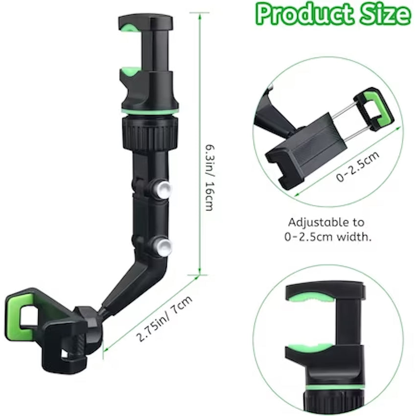 Suport pentru telefon, cu prindere ajutabila, la oglinda si rotatie 380°