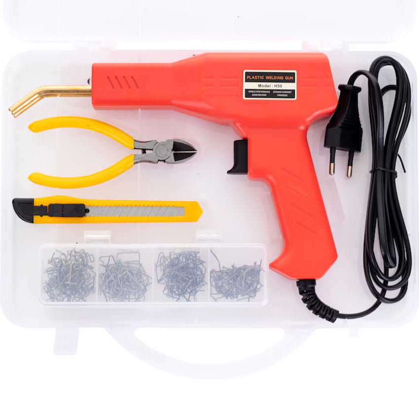 Set Pistol Profesional pentru lipit / sudat plastic, 50W, 200 capse si geanta transport incluse