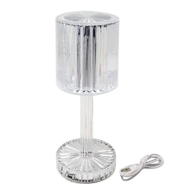 Lampa de masa led decorativa, iluminare RGB, cu contol tactil si telecomanda, culoare transparenta