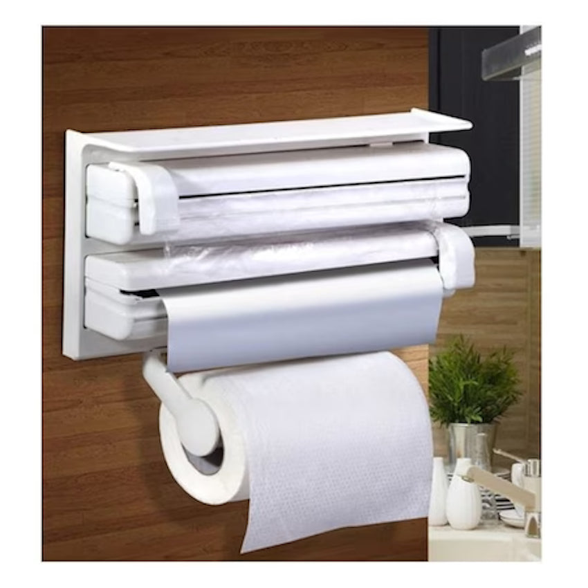 Dispenser triplu de bucatarie , pentru hartie , folie strech , folie aluminiu
