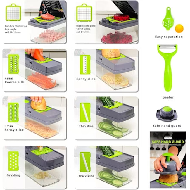 Set razatoare Multifunctionala, lame inox, 14 piese, Veggie Slicer