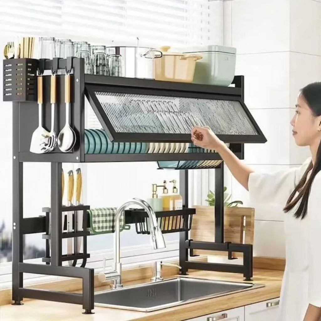 Uscător de Vase Supraetajat din Inox – Organizare Modernă și Spațiu Optimizat în Bucătărie