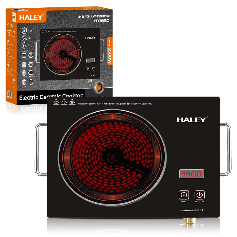 Plită cu inducție HALEY 3500W – Geam cristal negru, control tactil, timer și oprire automată