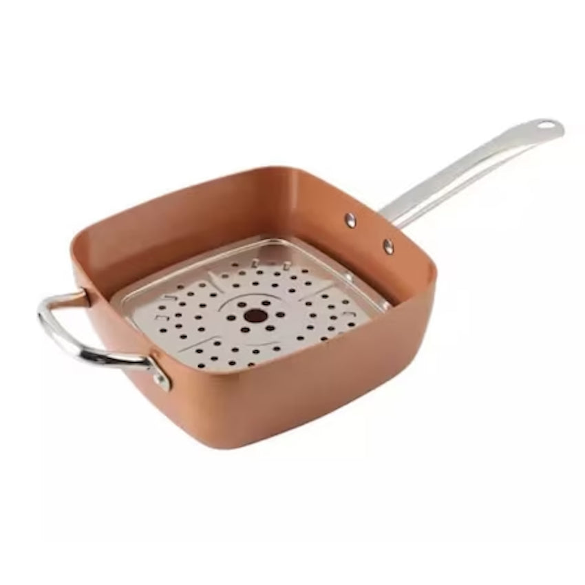 Set tigaie multifunctionala, 5 piese, pentru gatit la abur, cu placa de inductie din otel inoxidabil