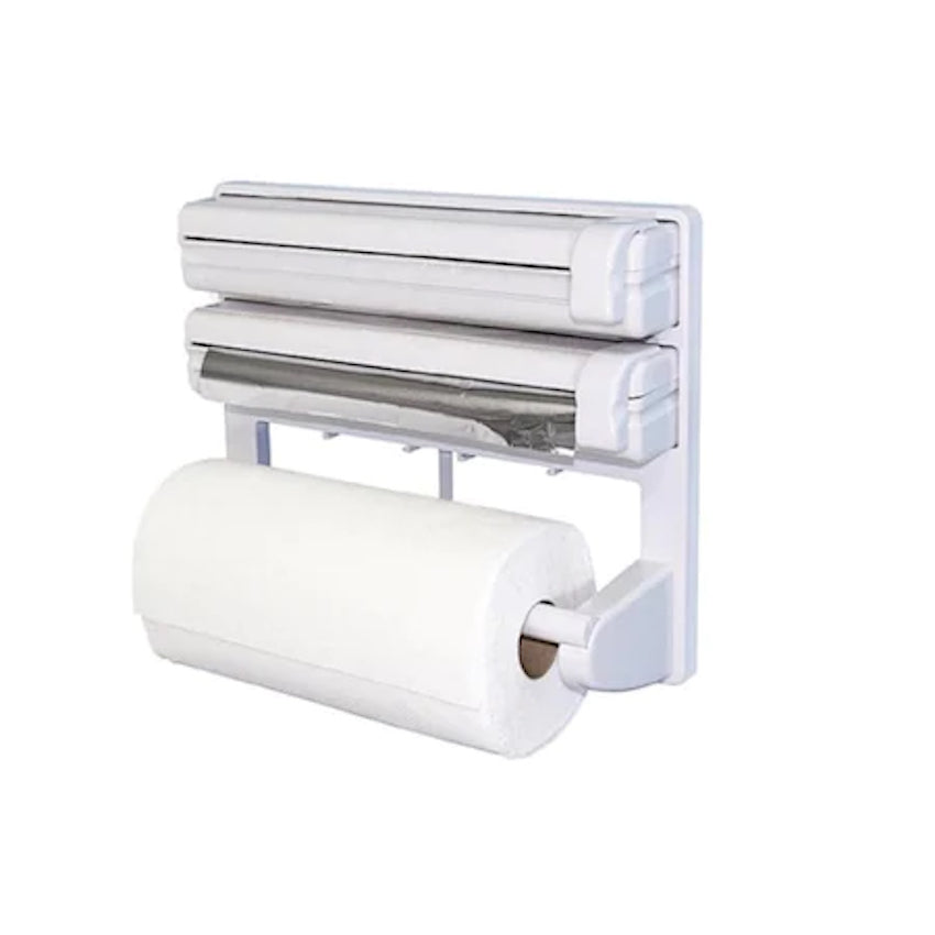 Dispenser triplu de bucatarie , pentru hartie , folie strech , folie aluminiu