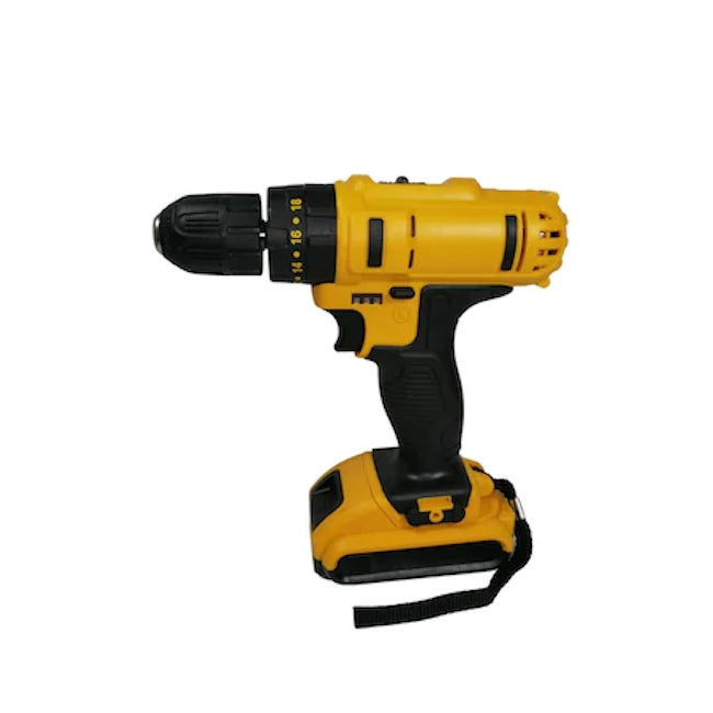 Trusa bormasina 24V, 2 acumulatori, incarcator, 30 accesorii, galben