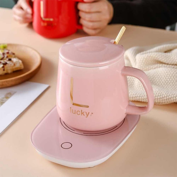 Set cana incalzita cu plita electrica prin inductie – 350 ml, ceramica cu capac