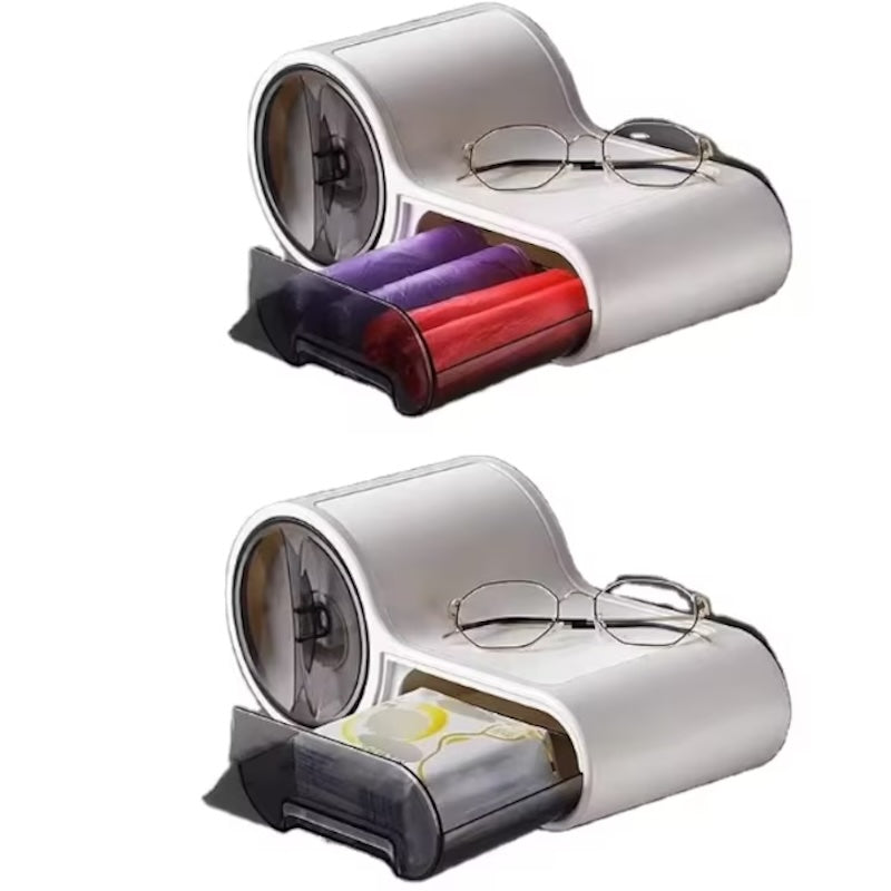 Suport pentru rola de hartie igienica cu spatii de depozitare, Alb/Gri