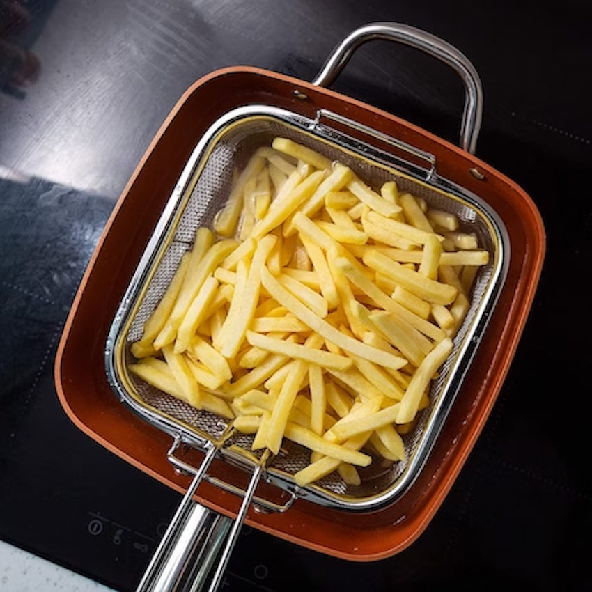 Set tigaie multifunctionala, 5 piese, pentru gatit la abur, cu placa de inductie din otel inoxidabil