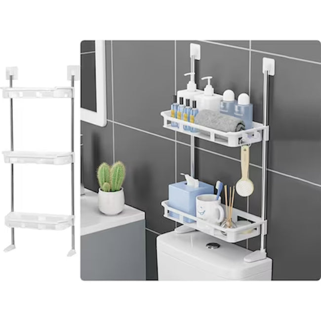 Raft pentru baie, 2 niveluri, inaltime reglabila, montare spate WC