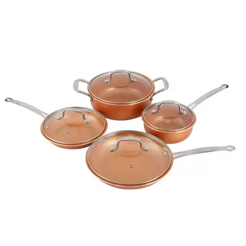 Set cratite antiaderente cu capac Migas, 8 piese