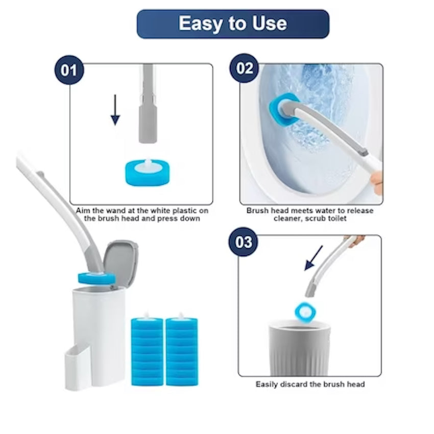 Perie pentru Wc, cu 16 rezerve de unica folosinta, culoare alba