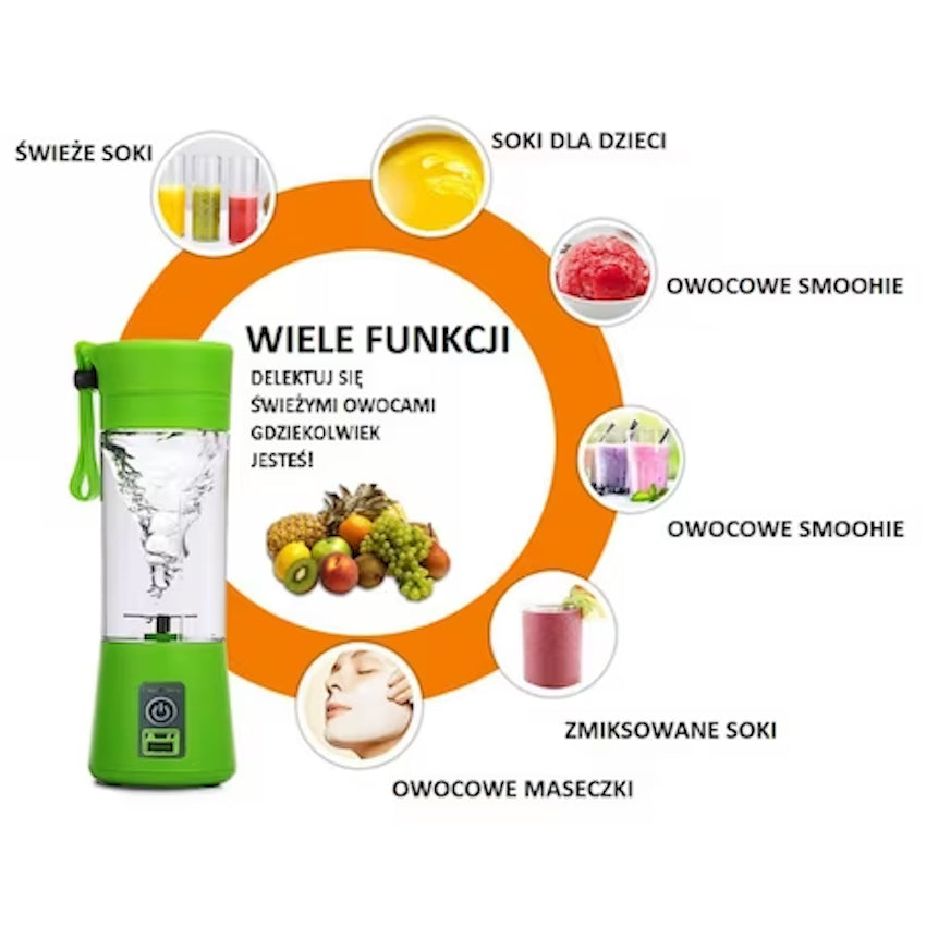 Blender Twister portabil pe baterie reincarcabila, conectare prin USB, Capacitate 380ml