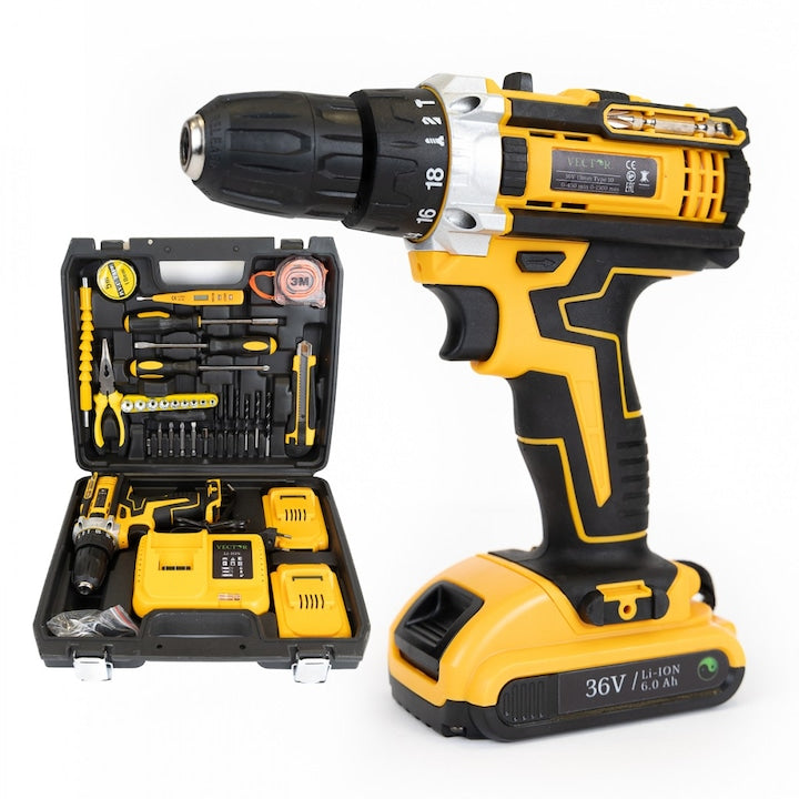 Autofiletantă Profesională 36V cu Percuție, 2 Acumulatori, 30 Accesorii, Putere 500W