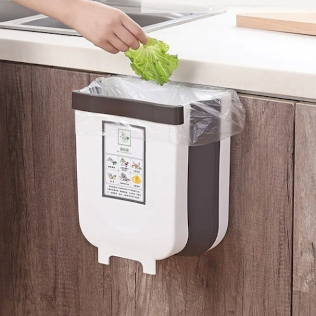 Cos de gunoi pliabil, pentru dulap, din plastic/silicon