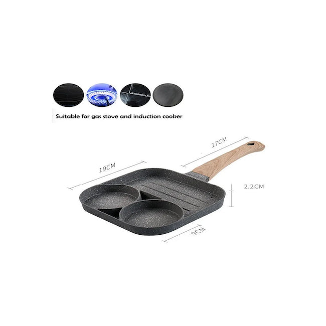 Tigaie antiaderenta cu 2 compartimente si zona de grill