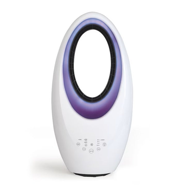 Ventilator fara elice cu purificator de aer 2 in 1 si 4 lumini LED