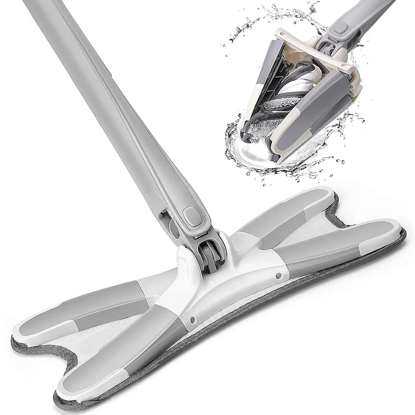 Mop cu burete din fibra si stoarcere tip x, brat extensibil si cap rotativ 360 grade